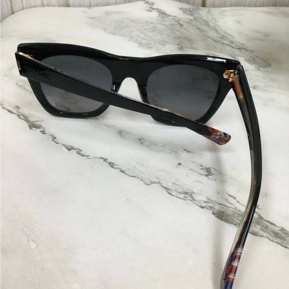 Burberry Black Cat-Eye Sunglasses with Brown Case